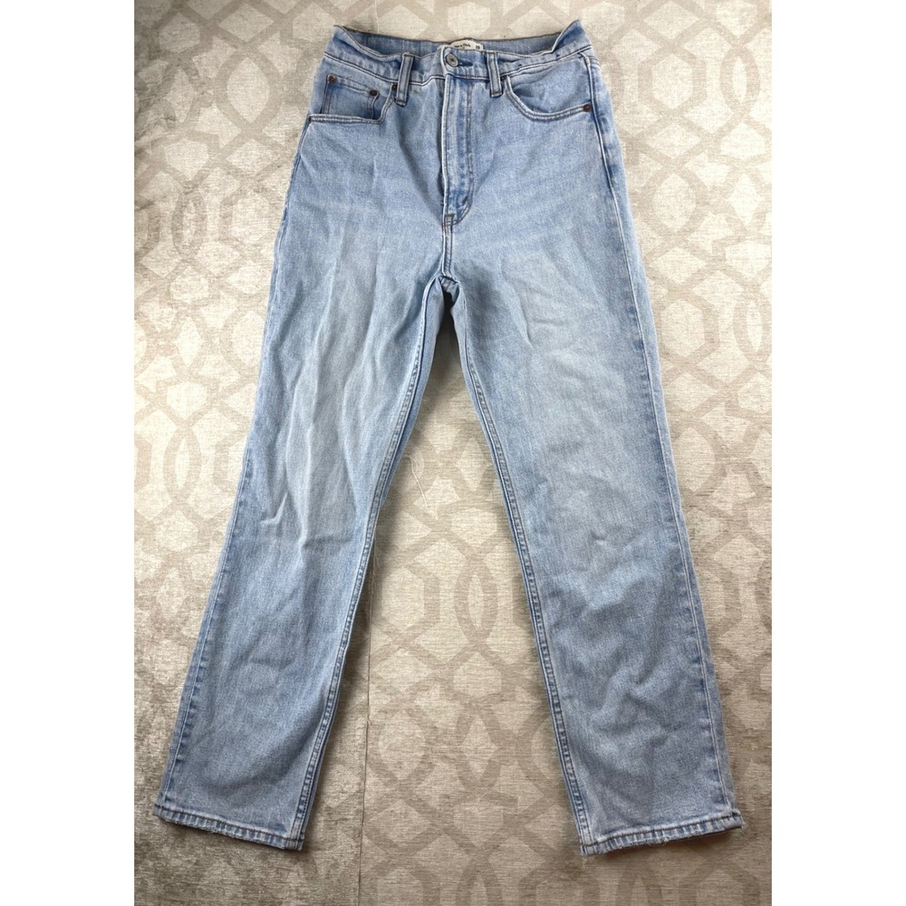 Abercrombie & Fitch Curve Love Ankle Straight Jeans Women 26 2 Light Blue Denim